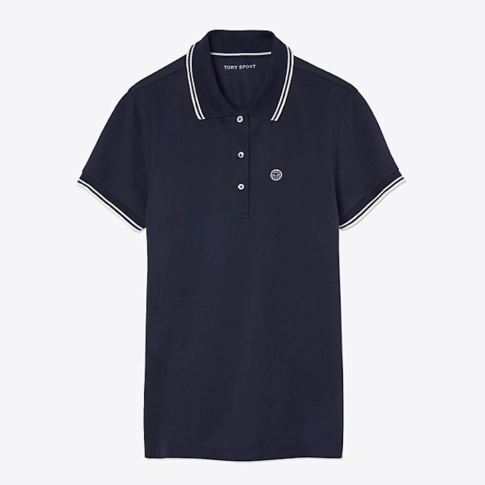 NWOT TORY SPORT Performance Pique Polo Navy Small